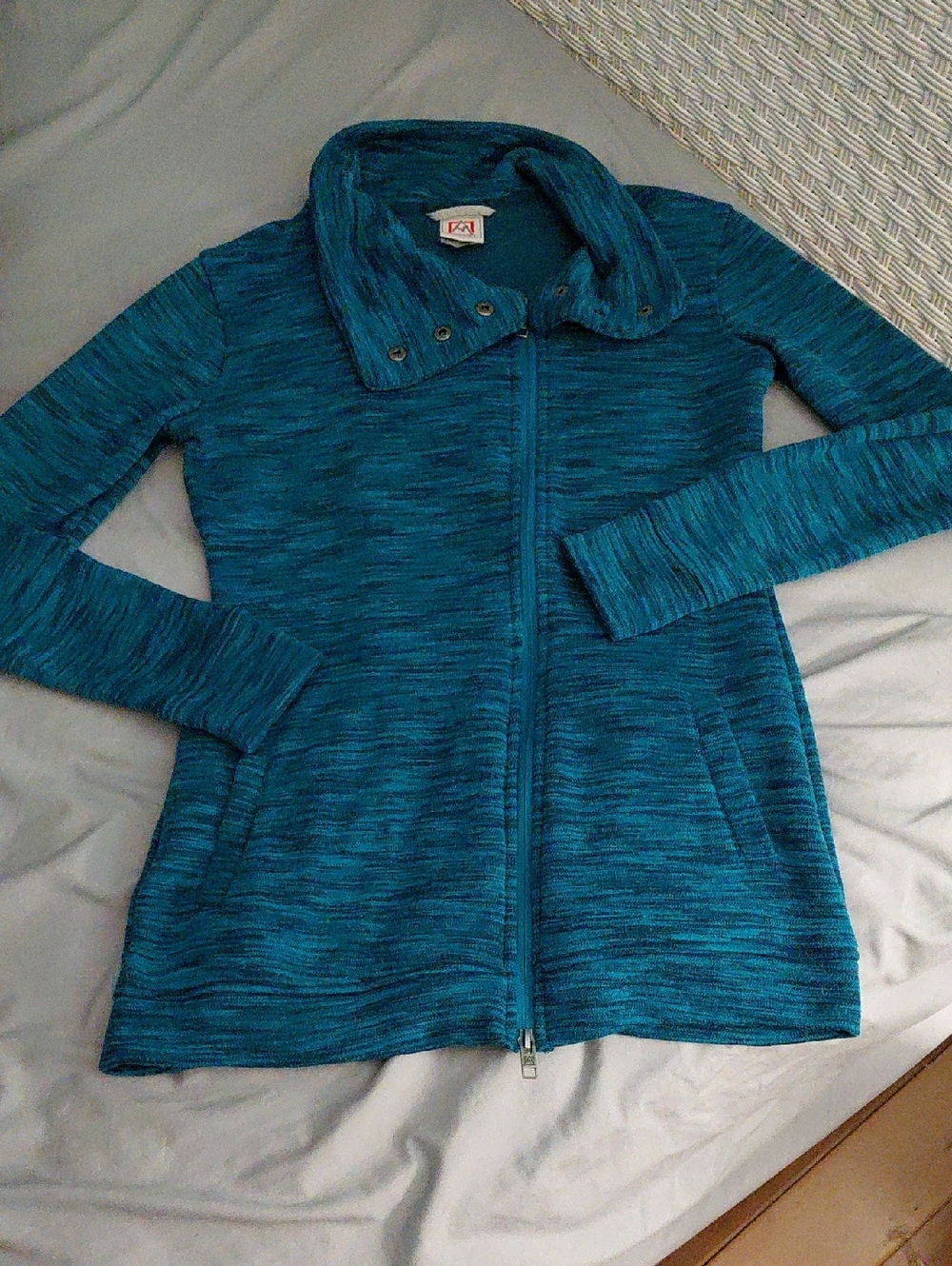 Avalanche Womens Teal Zip-Front Knit Jacket-S